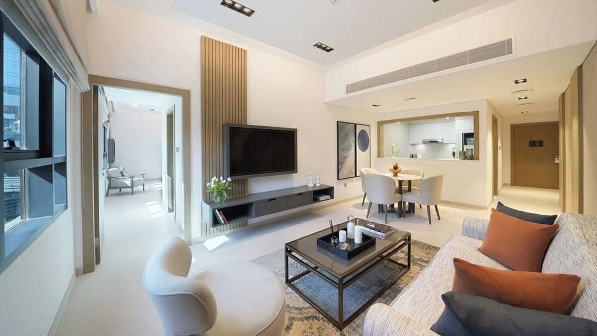 Ikonische Palm Jumeirah Superior 1-Schlafzimmer-Wohnung - Wohnbereich