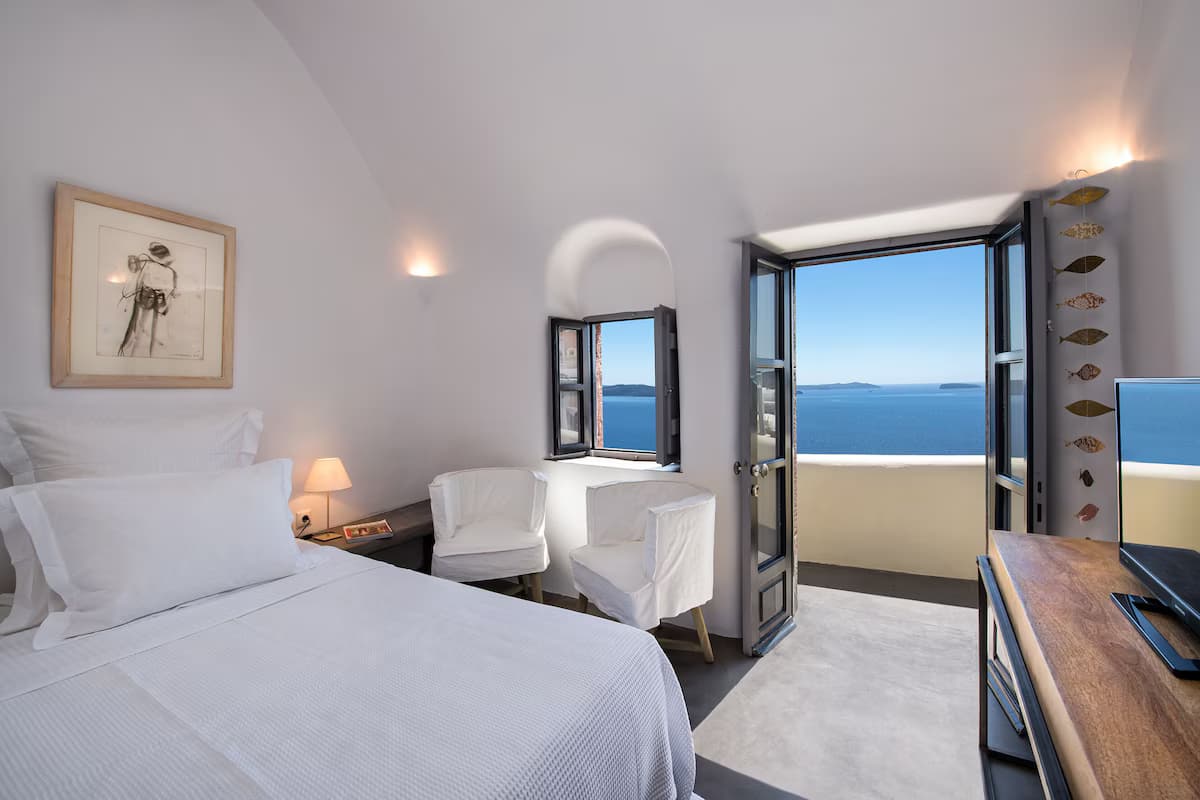 Aerie schönes Haus, das Herz von Oias traditioneller Siedlung, Caldera-Aussicht - Schlafzimmer