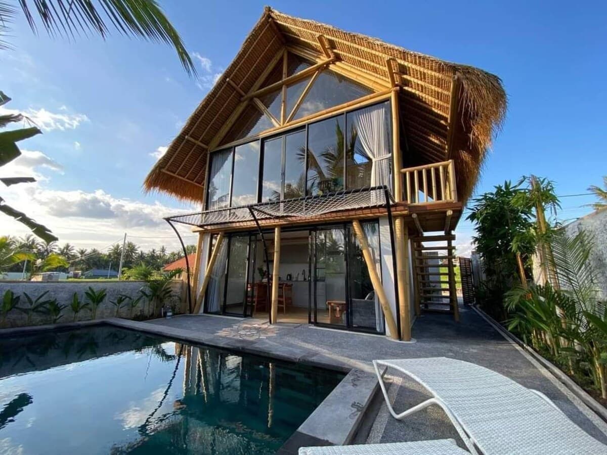 Charmante 1-Schlafzimmer-Villa im bezaubernden Ubud mit AC, WiFi und Blick auf die Ricefields - Außenbereich