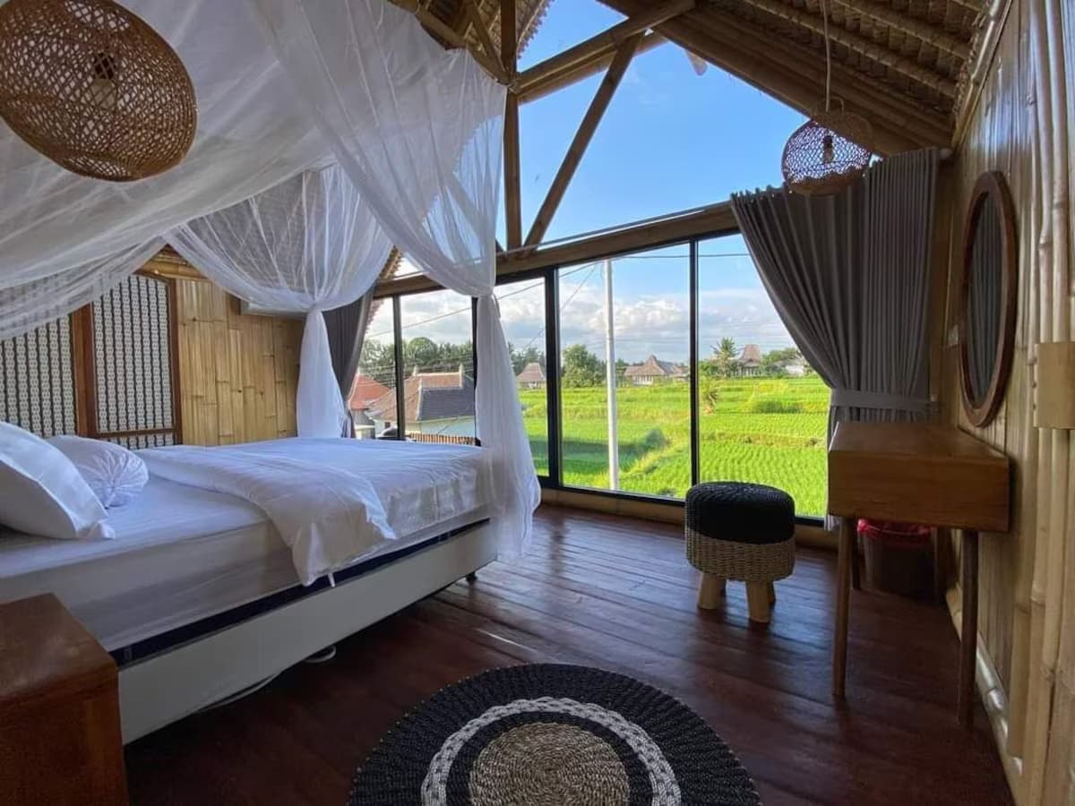 Charmante 1-Schlafzimmer-Villa im bezaubernden Ubud mit AC, WiFi und Blick auf die Ricefields - Schlafzimmer