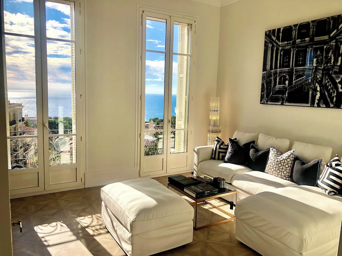 Monaco Luxus-Appartement mit Panoramablick auf das Meer - Wohnbereich