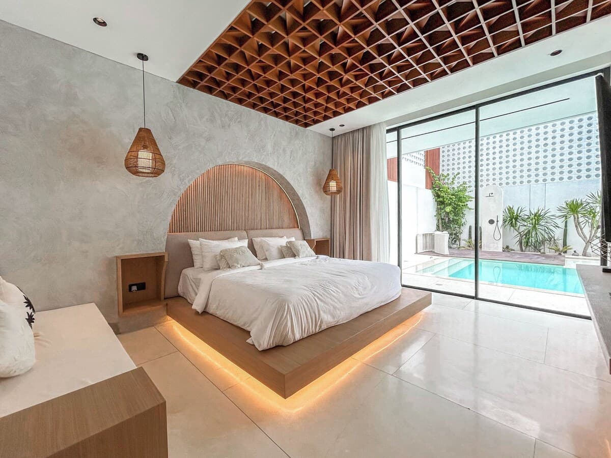 Atemberaubende, 3-Schlafzimmer-Villa in Canggu mit Billard - Schlafzimmer